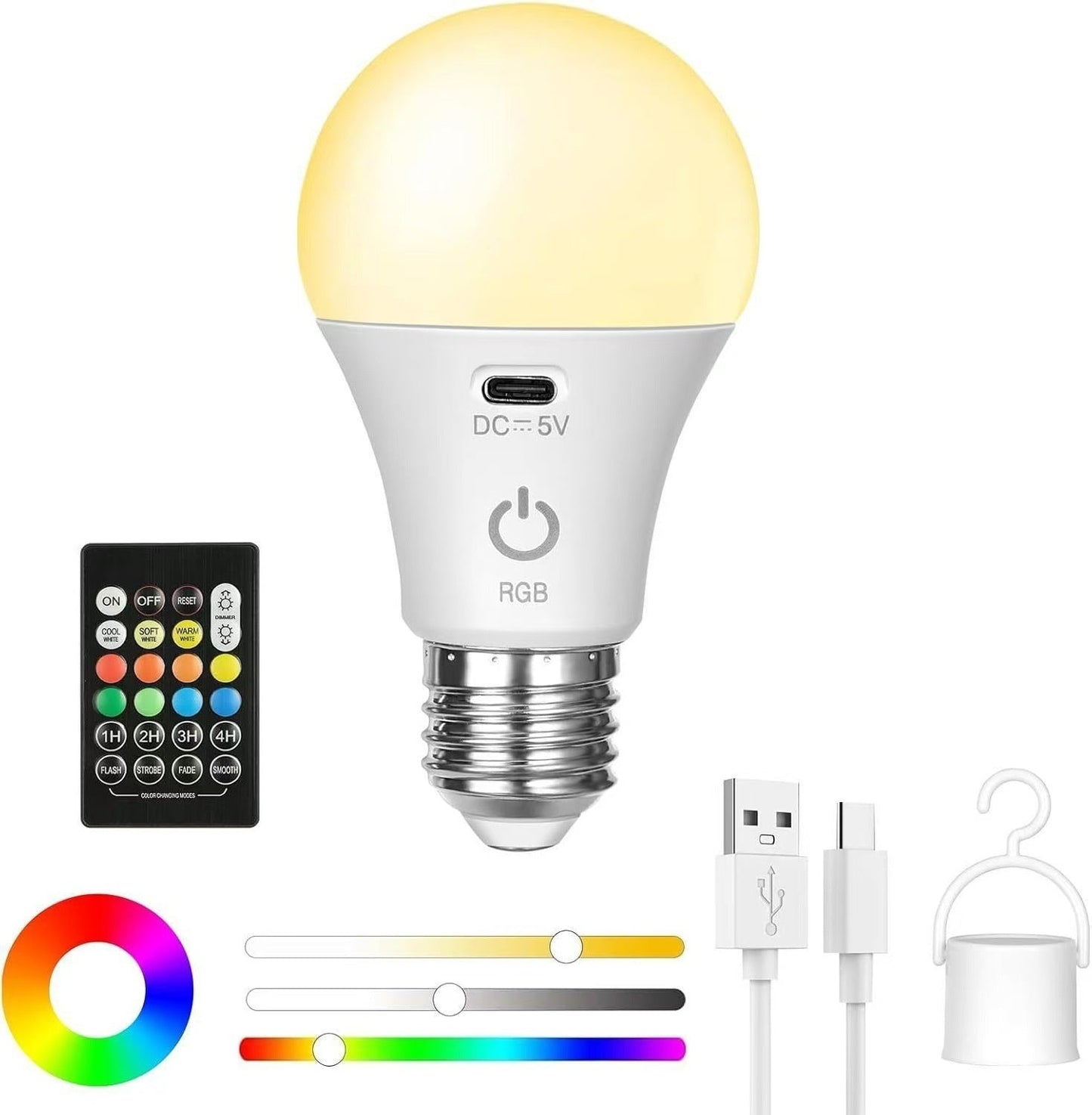 E27 Screw Base Tri-Color RGB Timer-Controlled Dimmable Bulb