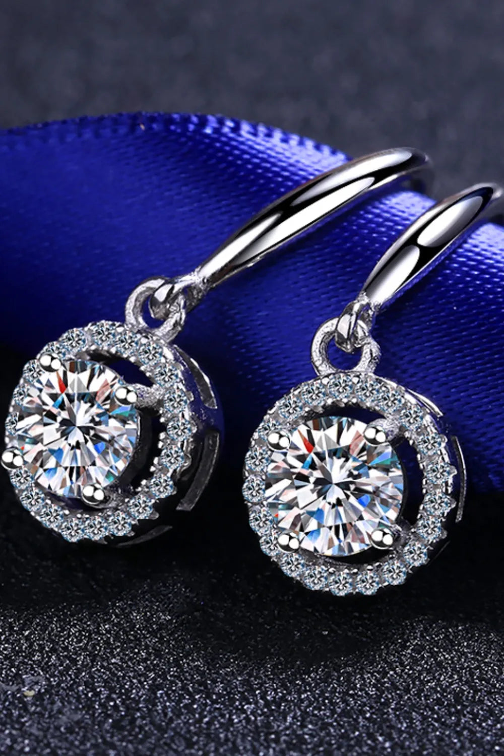 Pendientes colgantes de moissanita de 1 quilate y plata de ley 925