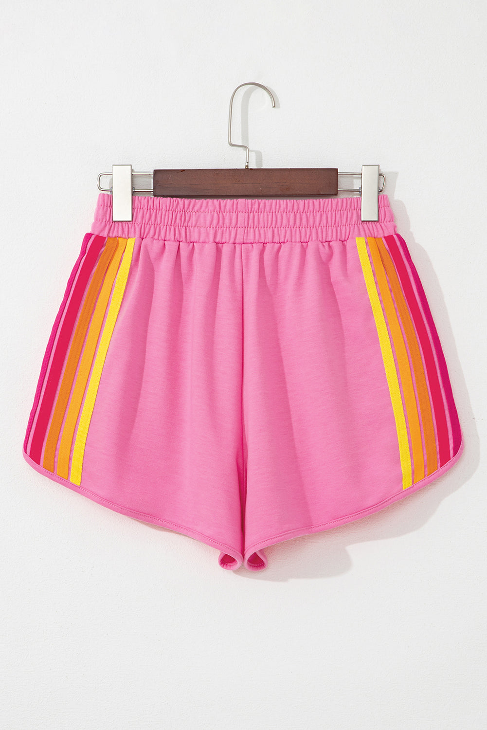 Pantalones cortos deportivos Bonbon con bloques de color, rayas y cintura elástica alta