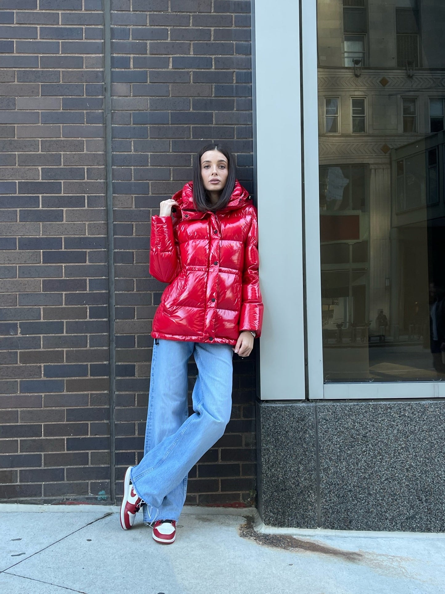 Chaqueta con capucha de plumón prémium Gia Laqué