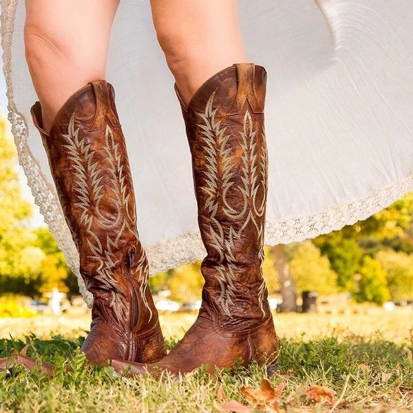 Women's National Style Embroidered Knee-High Western Boots