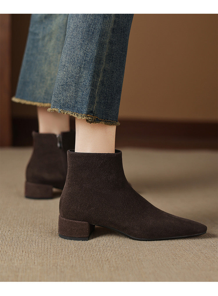 Women's Low-Heeled Suede Ankle Boots