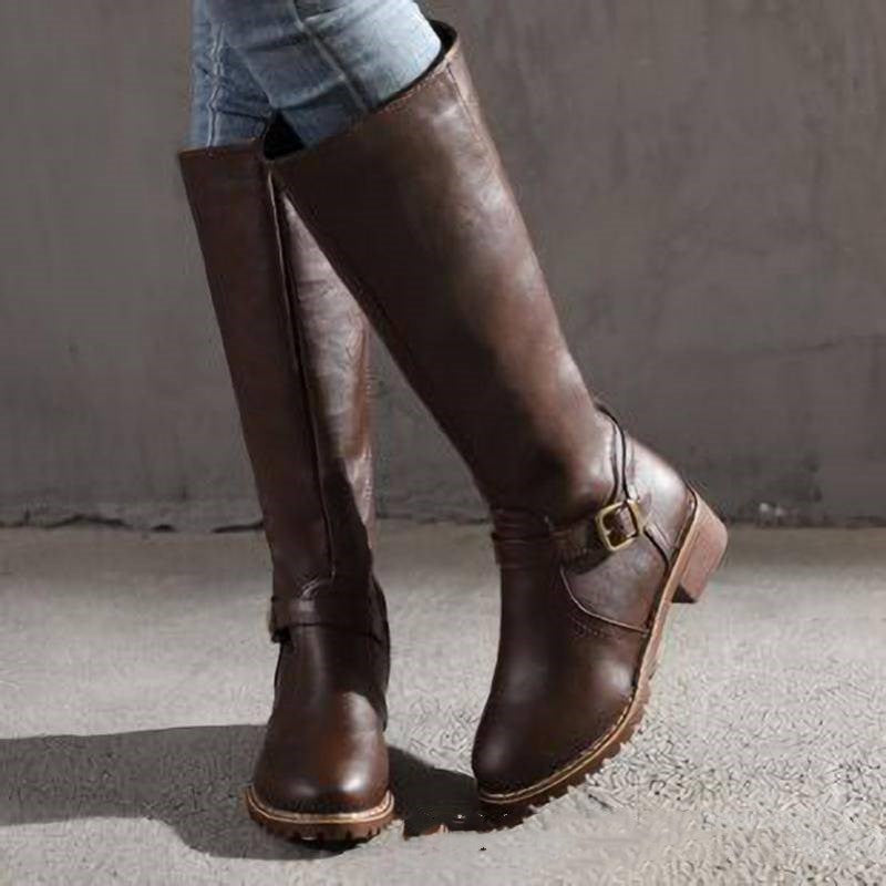 Knight Knee-High Buckle Boots