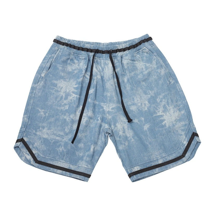 Men's Vintage Bleached Denim Shorts for Summer Streetwear