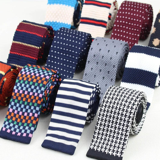 Corbatas de punto de ocio a rayas para hombre