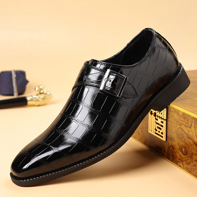 British-style Casual Solid-color Textured Men's Dress Shoes