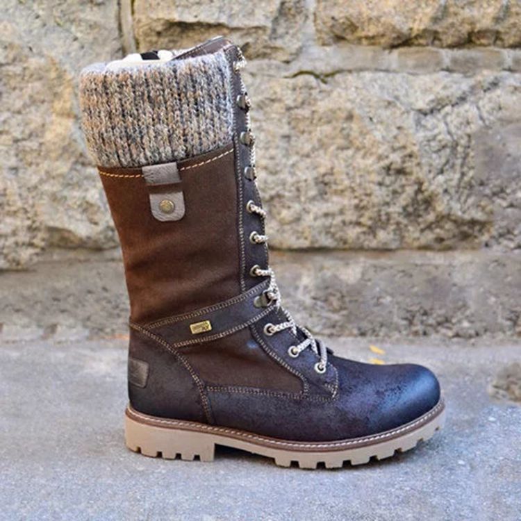Round Head Low-Heel Wool Mouth Side Boots