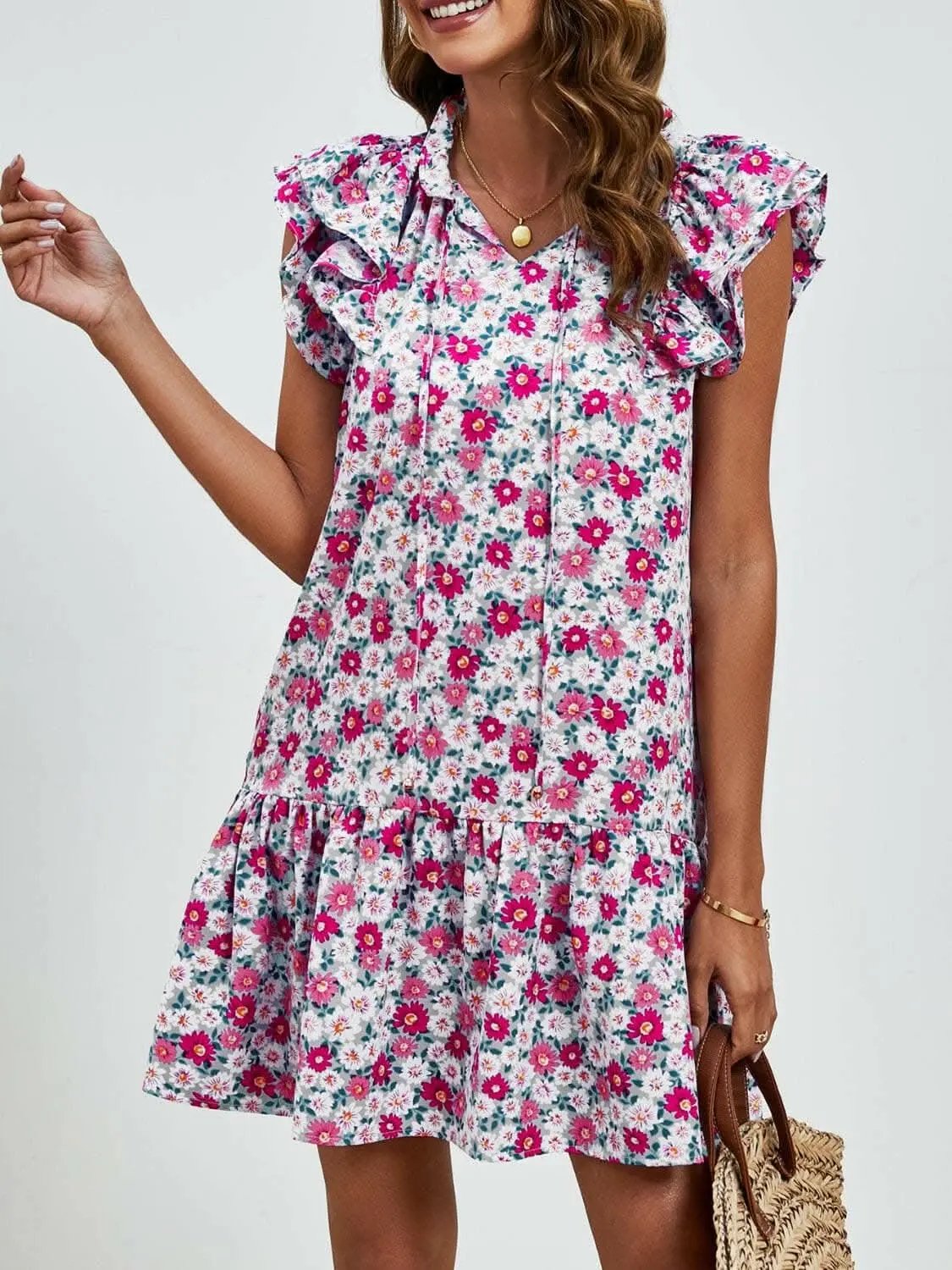 Dresses Trendsi swimwear - Floral Cap Sleeve Mini Dress