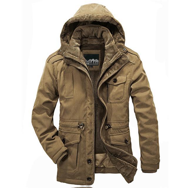 Men's Thick Cotton Jacket with Hood for Winter