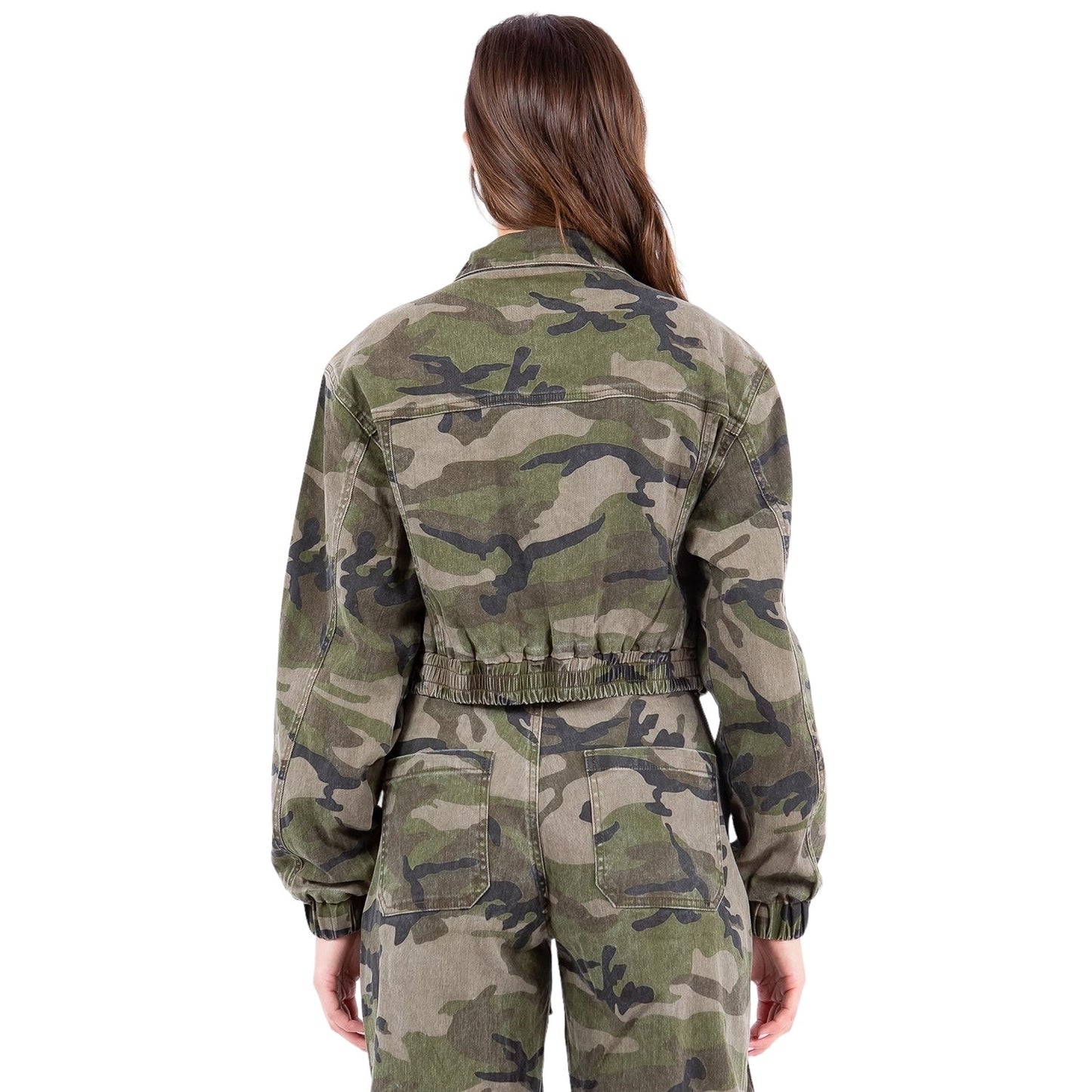 Chaqueta corta estilo militar de camuflaje-{Pantalones de chándal a juego disponibles - enlace en la descripción}