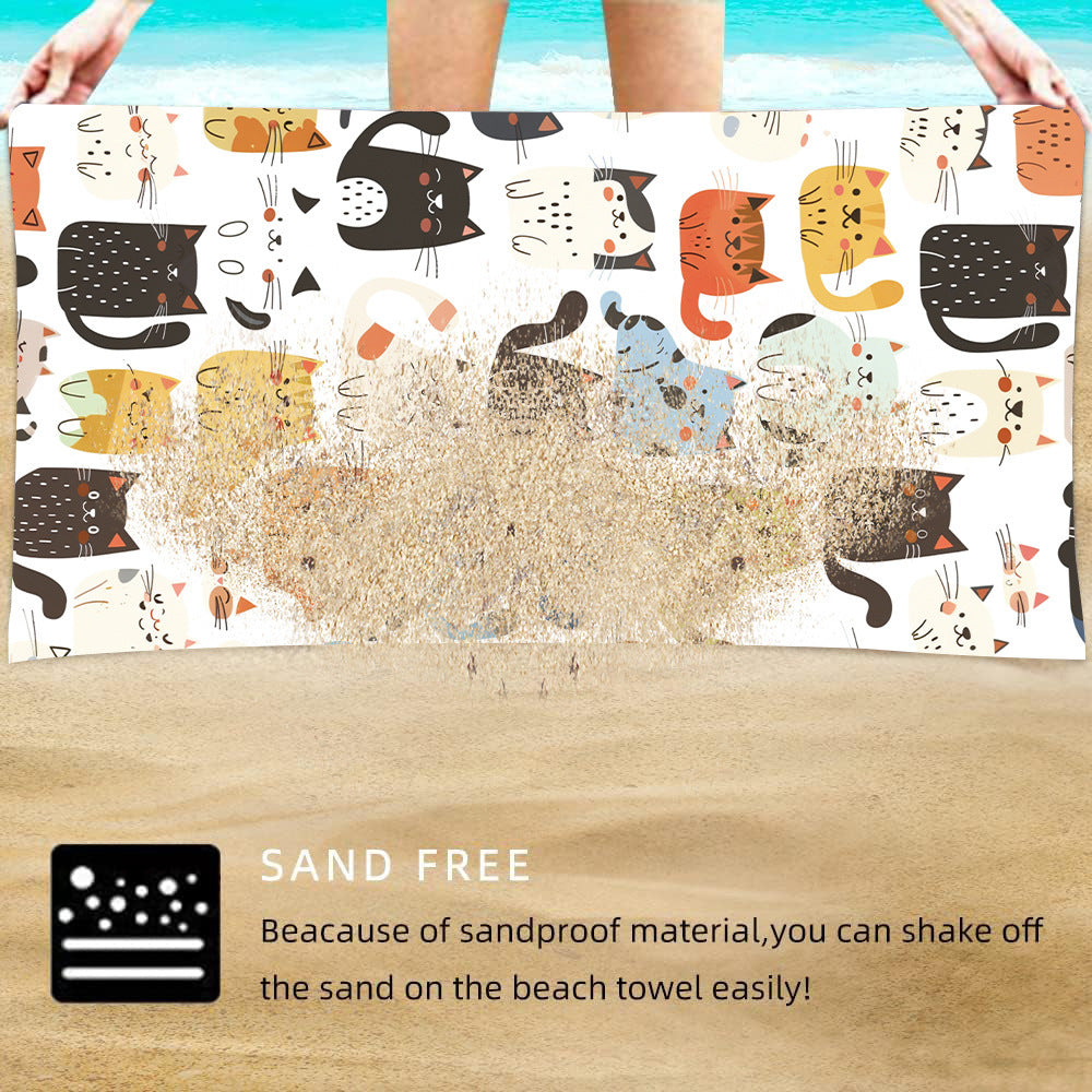Moisture Absorption Quick-drying And Soft Skin-friendly Double-sided Velvet Beach Towel Polyester Brocade