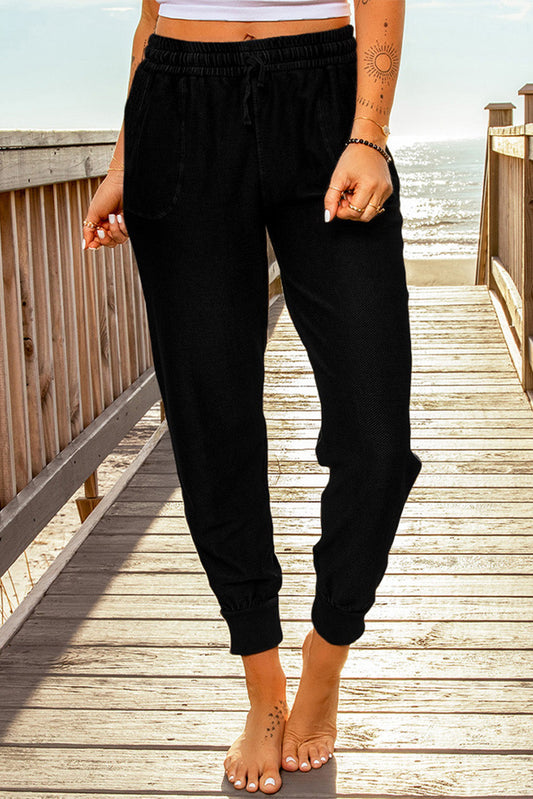 Pantalones Jogger Negros con Cintura Elástica y Bolsillos