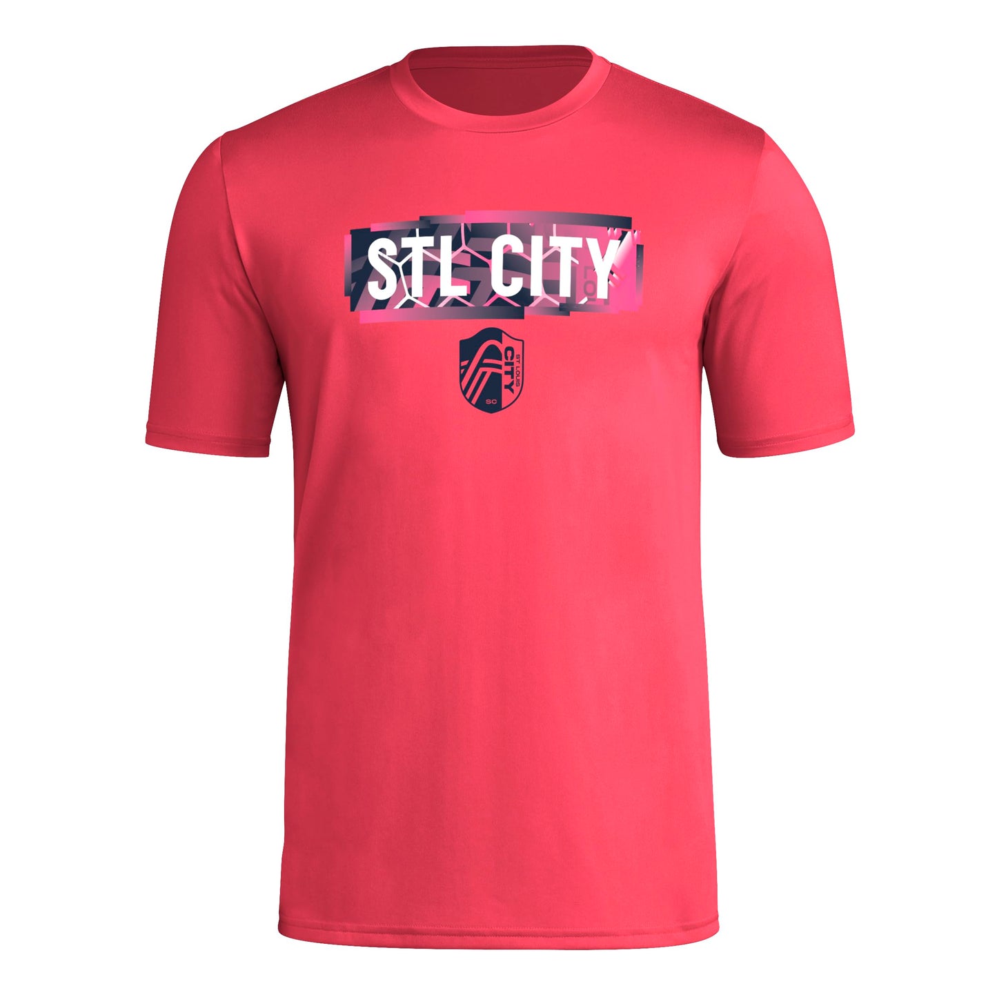 adidas Mens Long Sleeve Pre-Game T-Shirt Power Pink/St. Louis City Sc X-Large