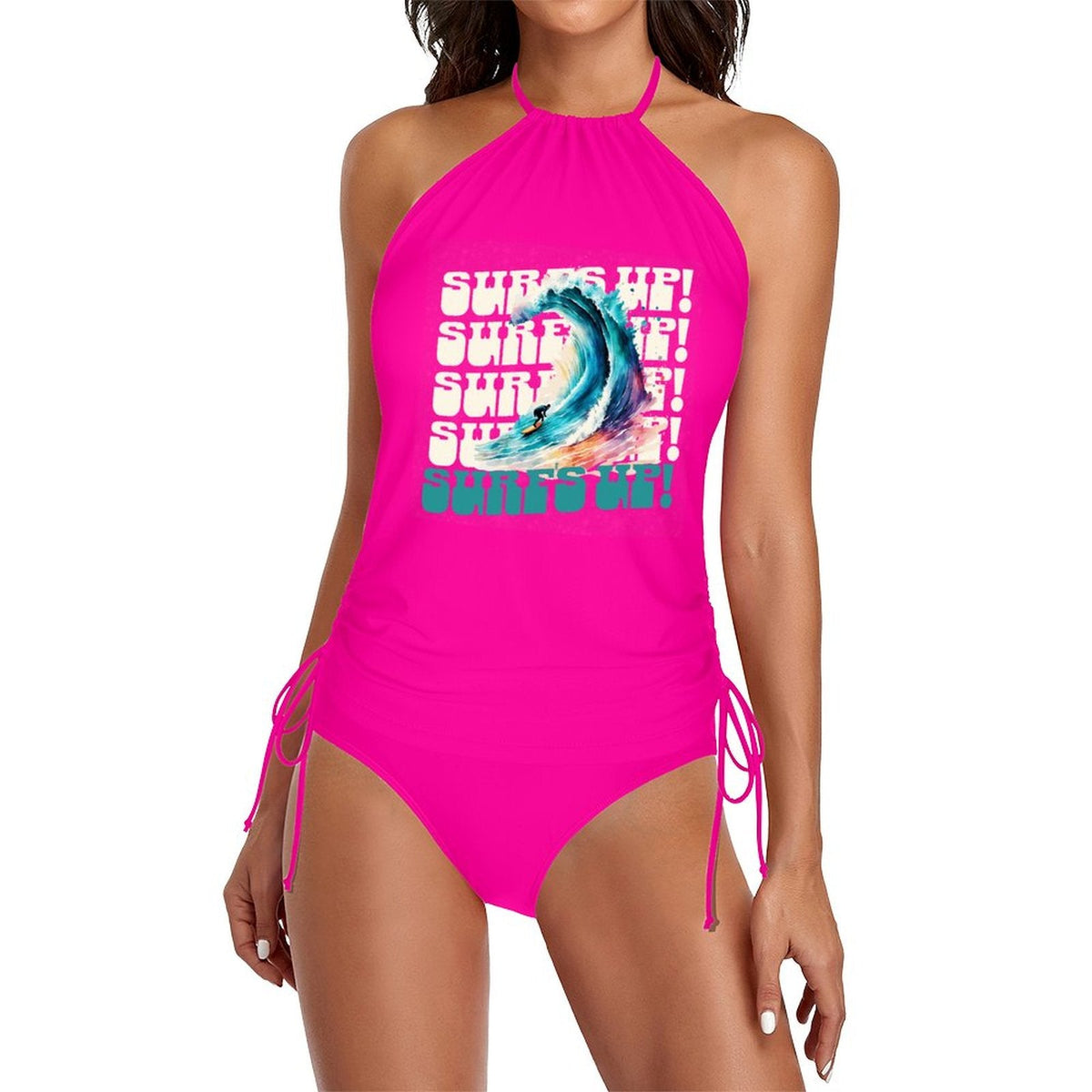 Surf's Up Halter Neck 2-Piece Swimsuit (Front Printing)