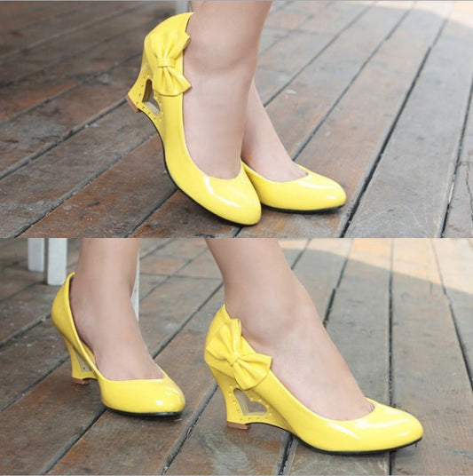 Tacones altos de mujer con lazo, escotados, de verano. Ver tabla de tallas en "más detalles".