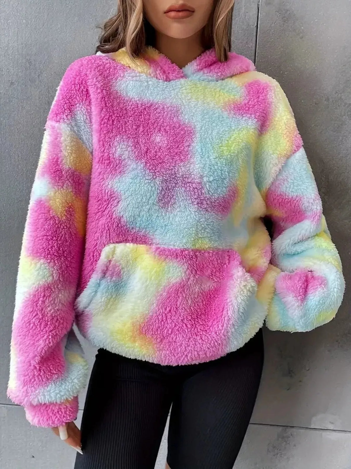 Tie-Dye Plush Fleece Hoodie
