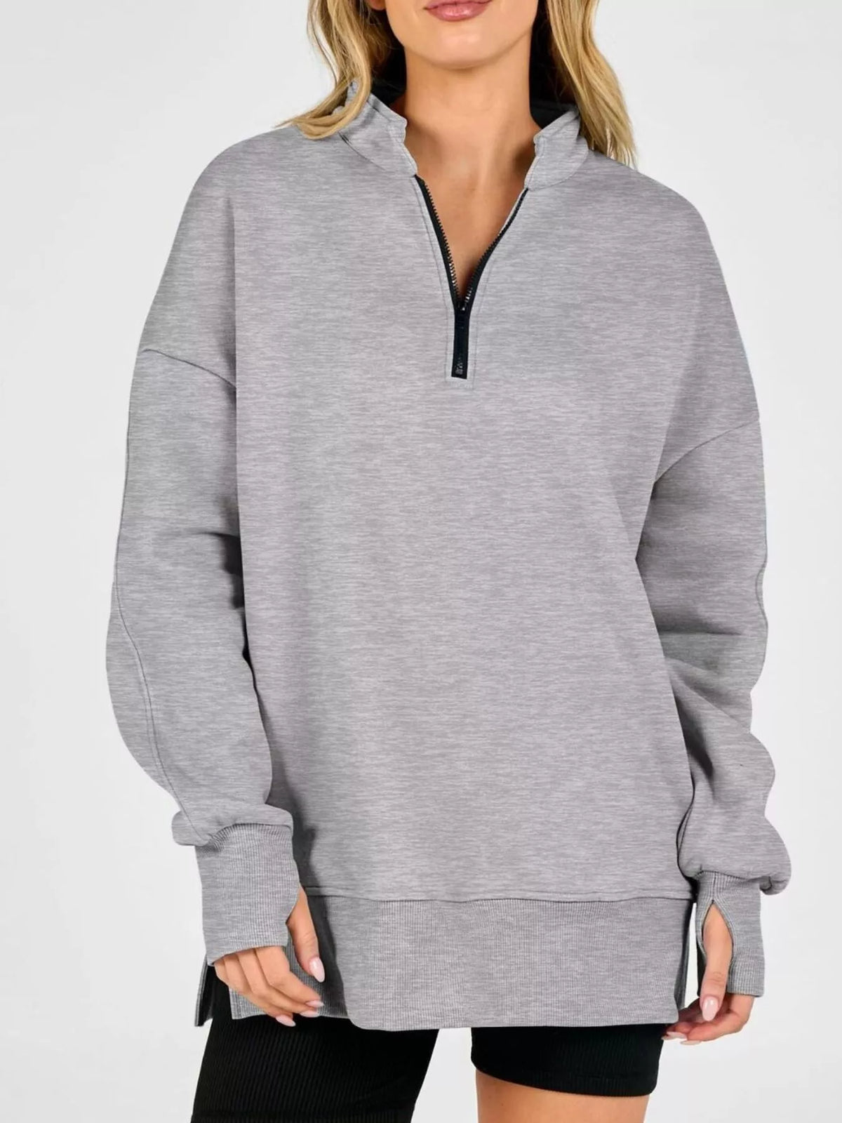 Quarter-Zip Dropped Shoulder Sweatshirt