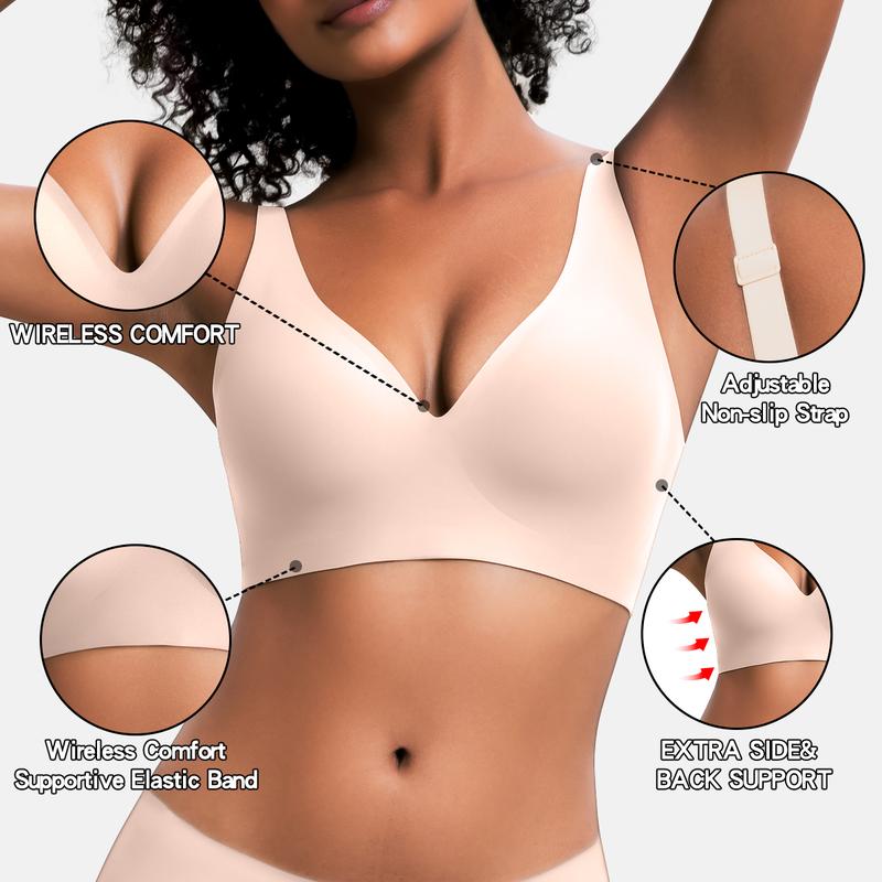 SculptEase™ – Sujetador con realce y comodidad sin aros y escote pronunciado en V