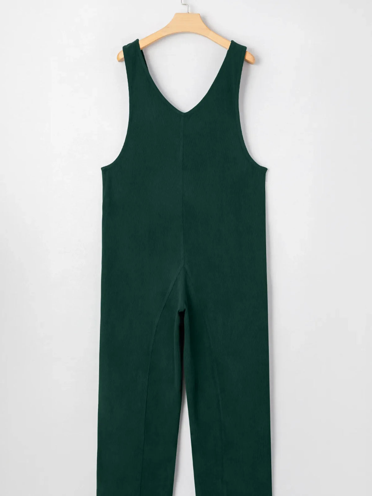 Corduroy V Neck Patched Pocket Sleeveless Jumpsuit