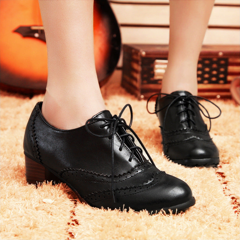 Women's Lace-up Thick Heel Shoes
