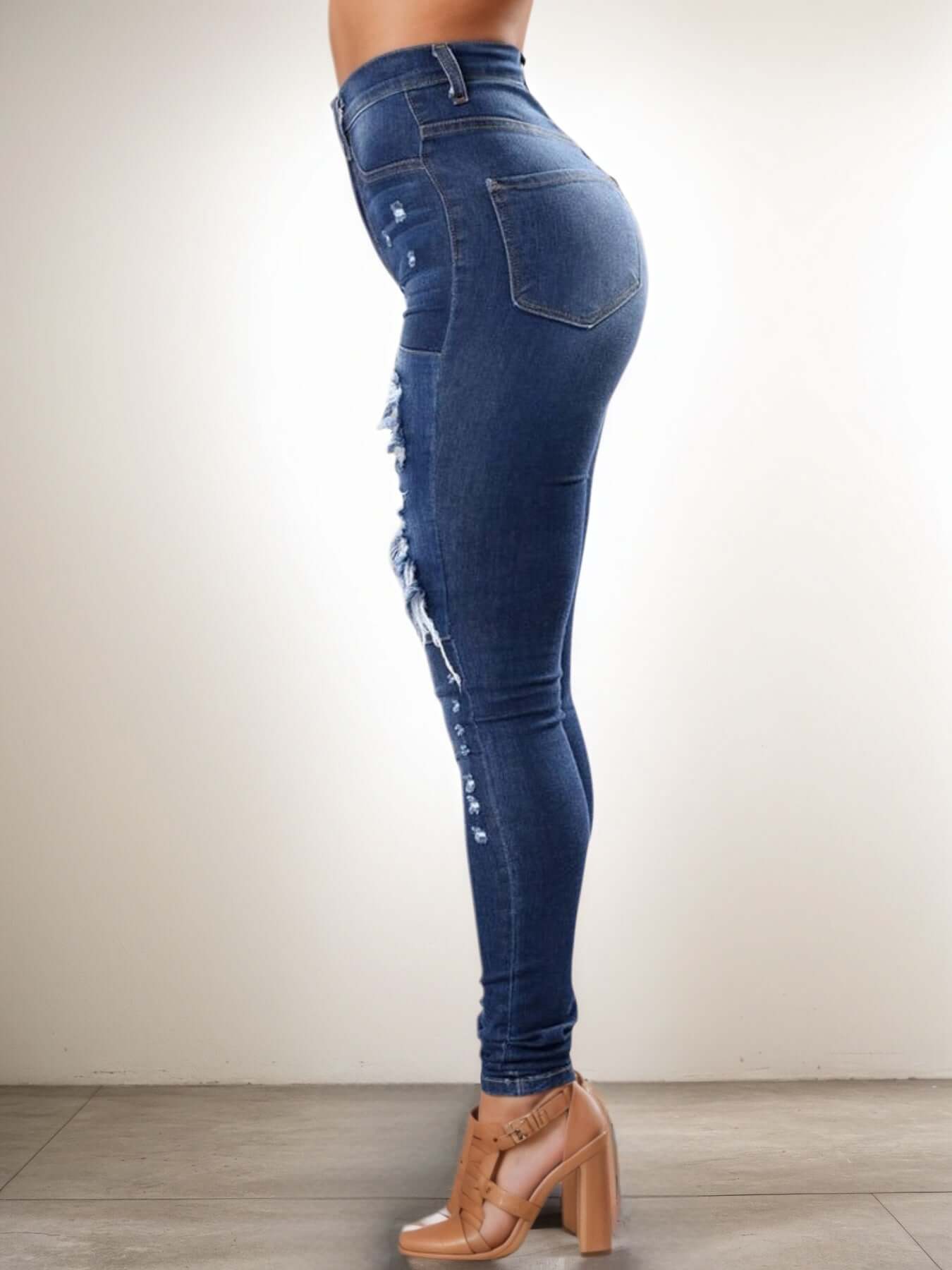ripped high waist jeans for women