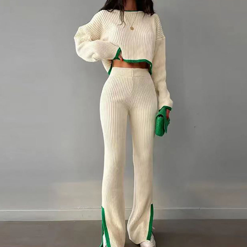 Conjunto de dos piezas informal con bloques de color para mujer