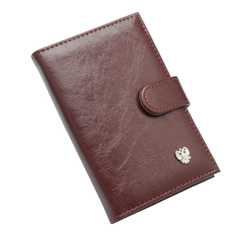 Oil Wax Leather Pattern Hardware Double-headed Passport Case