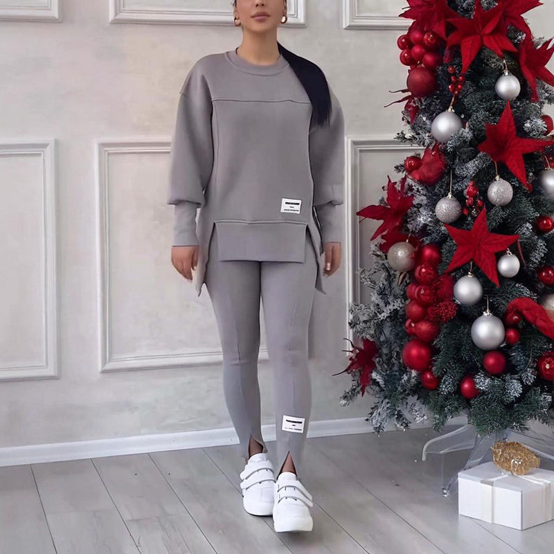 Conjunto de 2 Piezas de Color Liso para Mujer