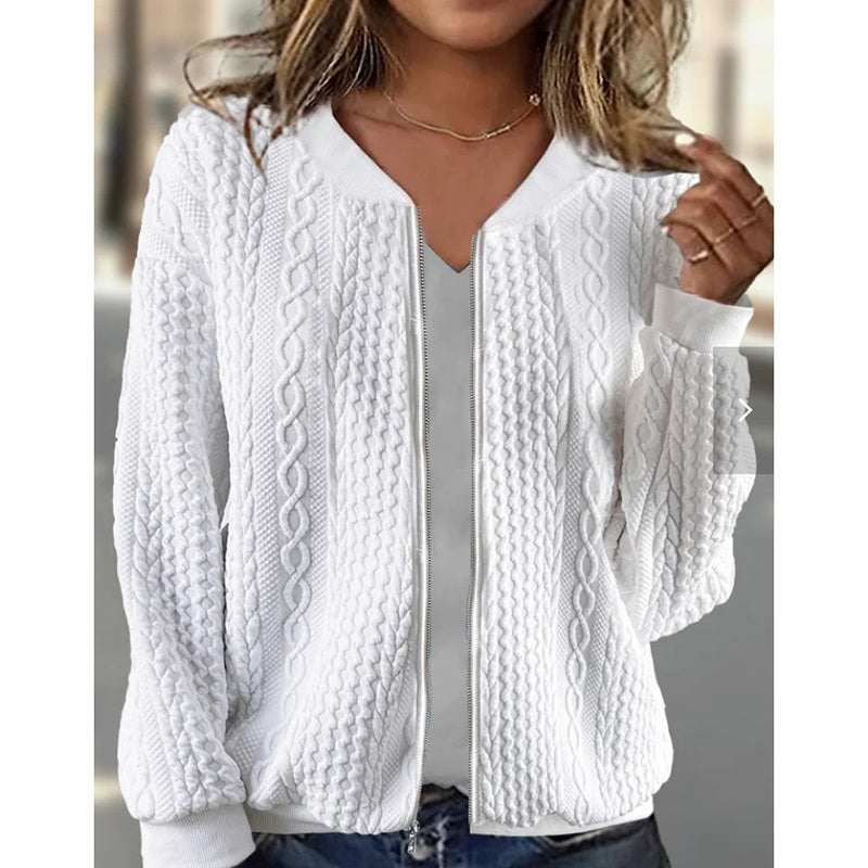 Chaquetas Bomber para Mujer Abrigos Jacquard Lindos Chaquetas Ligeras con Cremallera