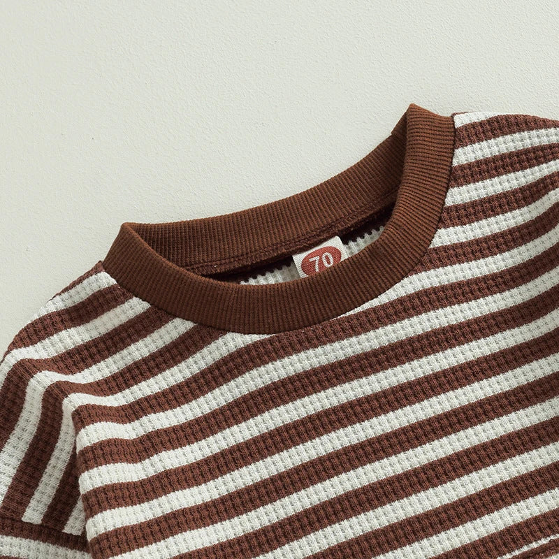Striped Pocket Sweatshirt Lace-up Sweatpants Children Suit
