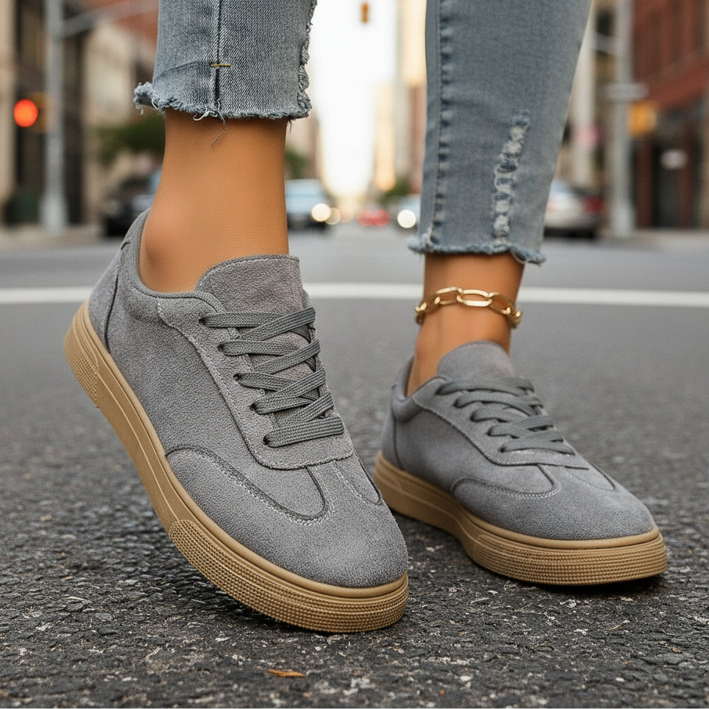 Zapatos casuales de mujer con punta redonda, elegantes, tipo estudiante y con cordones