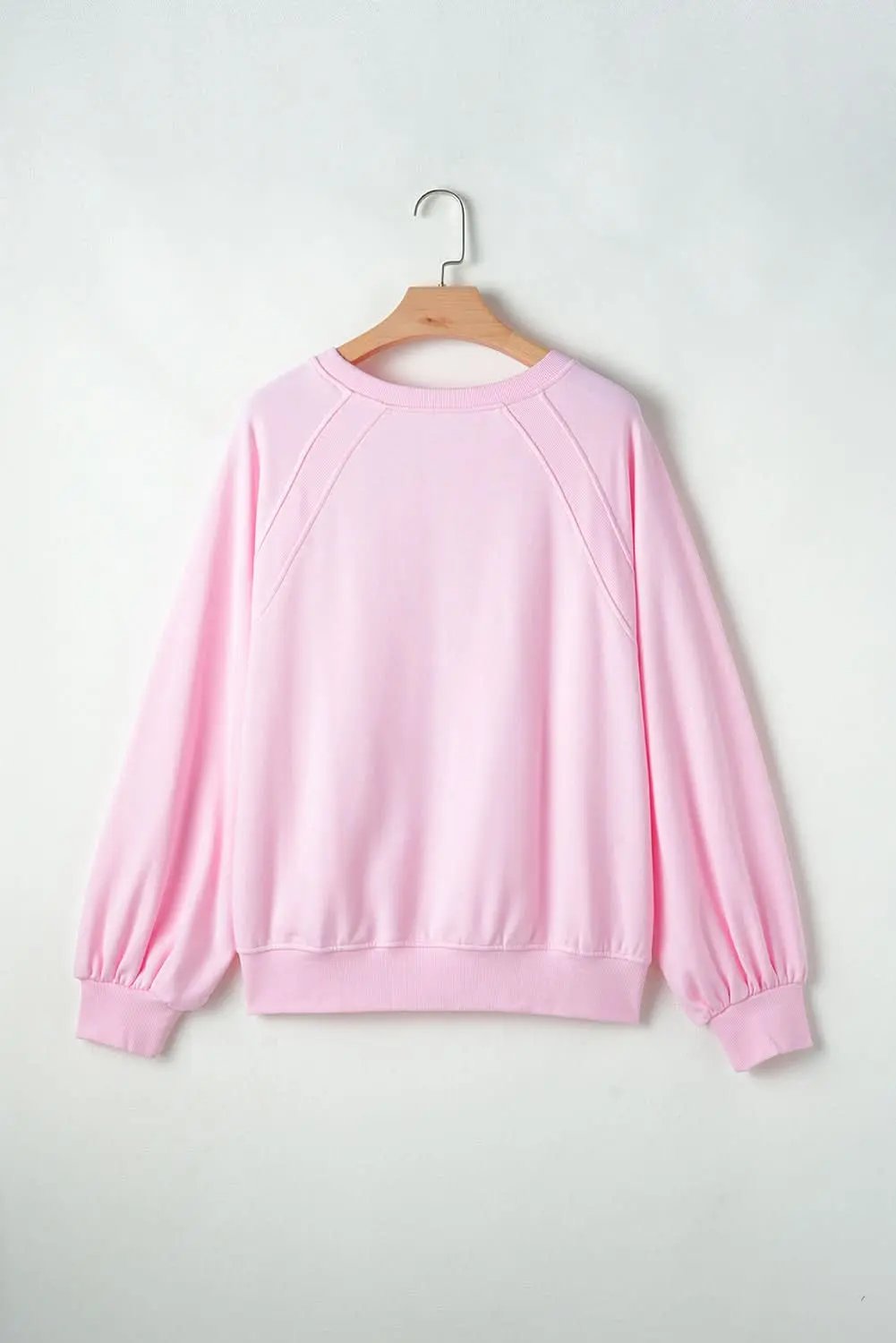 Love Salve Women's Embroidered Sweatshirt Pink Raglan Crew Neck