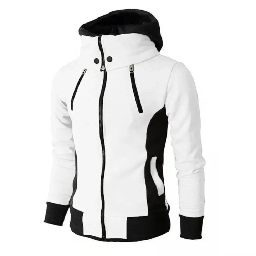 Chaqueta con capucha con cremallera para hombre, sudadera casual delgada, chaqueta deportiva falsa de dos piezas