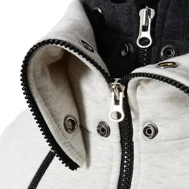 Chaqueta con capucha con cremallera para hombre, sudadera casual delgada, chaqueta deportiva falsa de dos piezas