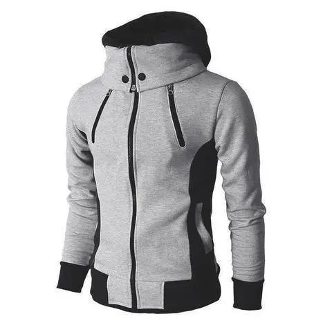 Chaqueta con capucha con cremallera para hombre, sudadera casual delgada, chaqueta deportiva falsa de dos piezas