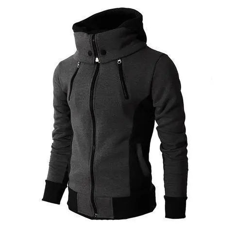 Chaqueta con capucha con cremallera para hombre, sudadera casual delgada, chaqueta deportiva falsa de dos piezas