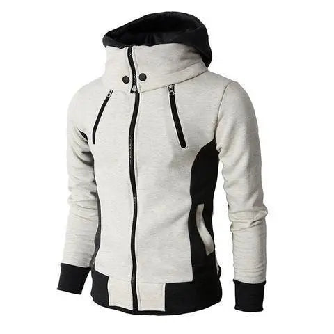 Chaqueta con capucha con cremallera para hombre, sudadera casual delgada, chaqueta deportiva falsa de dos piezas