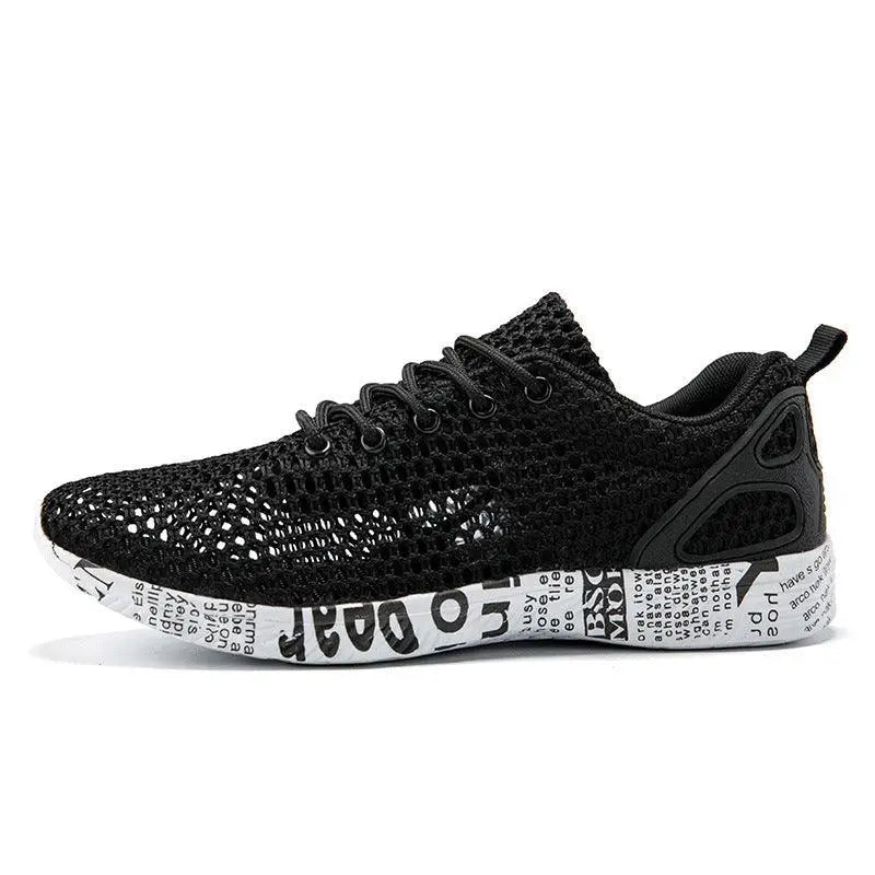 Zapatos casuales para hombre, zapatillas transpirables, zapatos de tabla calados con cordones