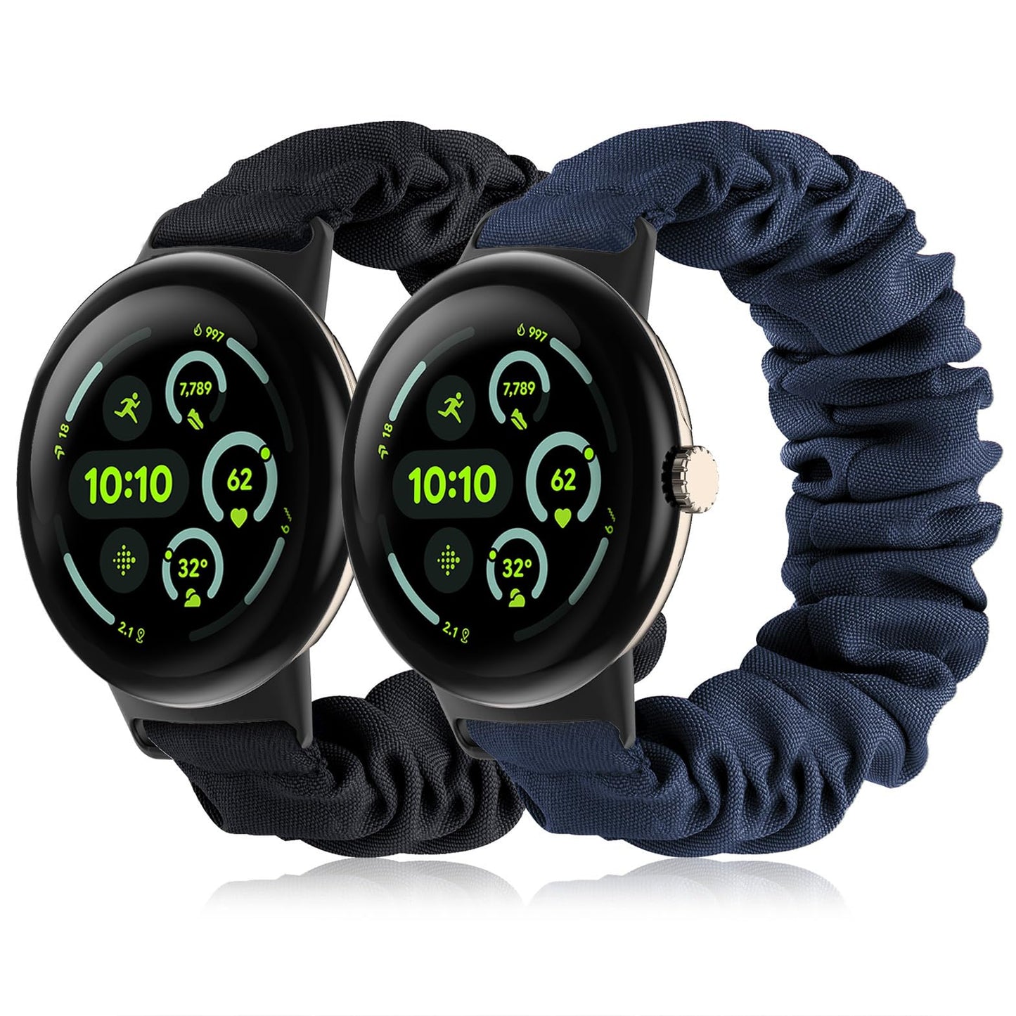 Tovimall Scrunchie Bands Compatible with Google Pixel Watch 3 45mm Watch BandElastic Fabric Watch BandScrunchie Strap Replacement Watch Bands For Women(2 Pack)
