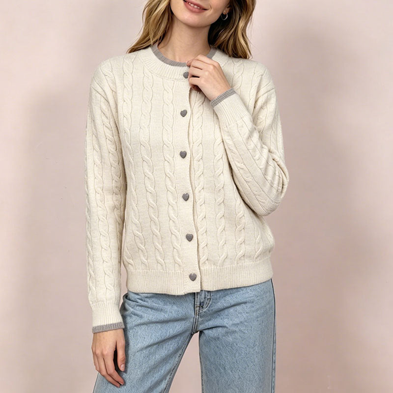 Autumn Sweater With Color-block Design Round Neck And Long Sleeves