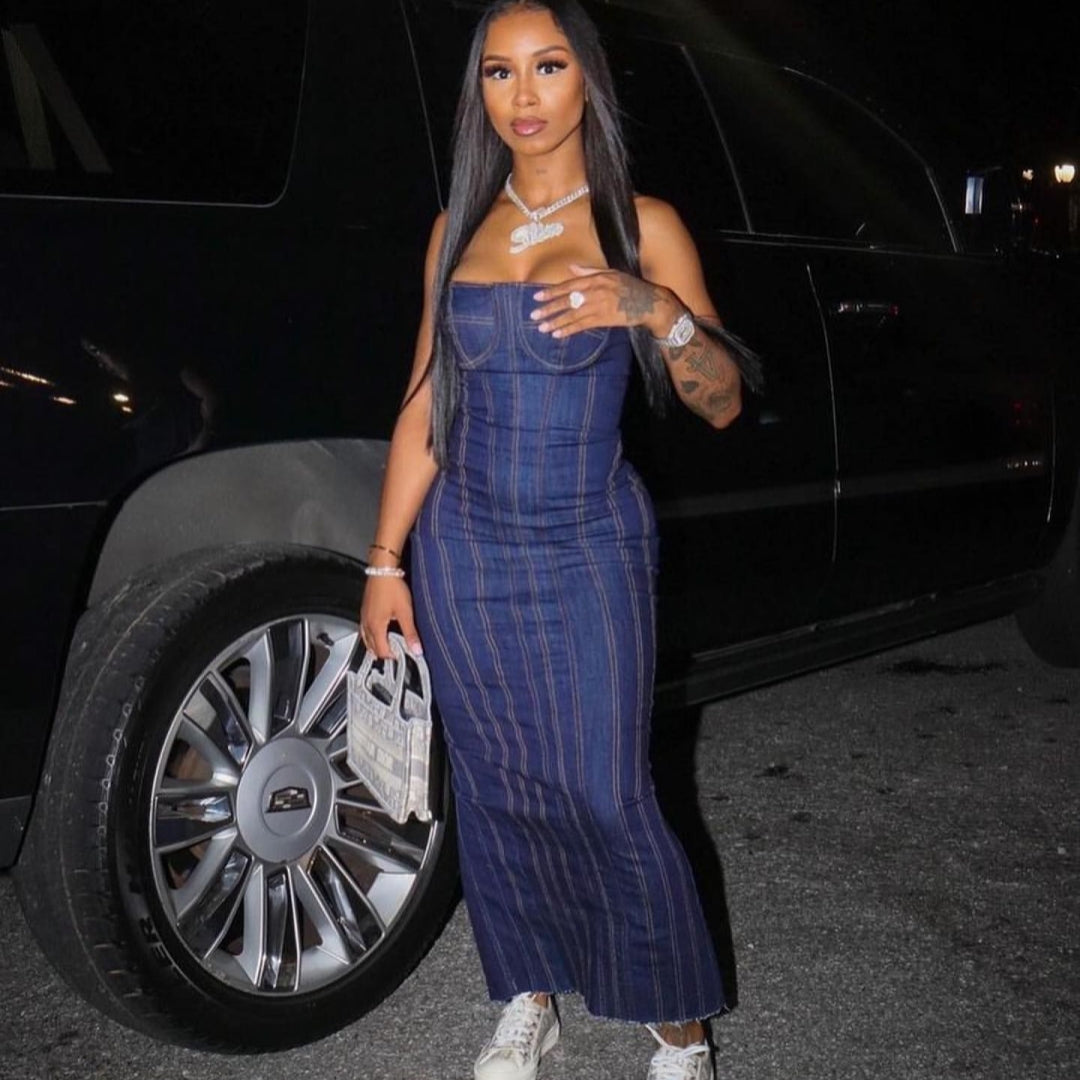 Denim Tube Top Dress
