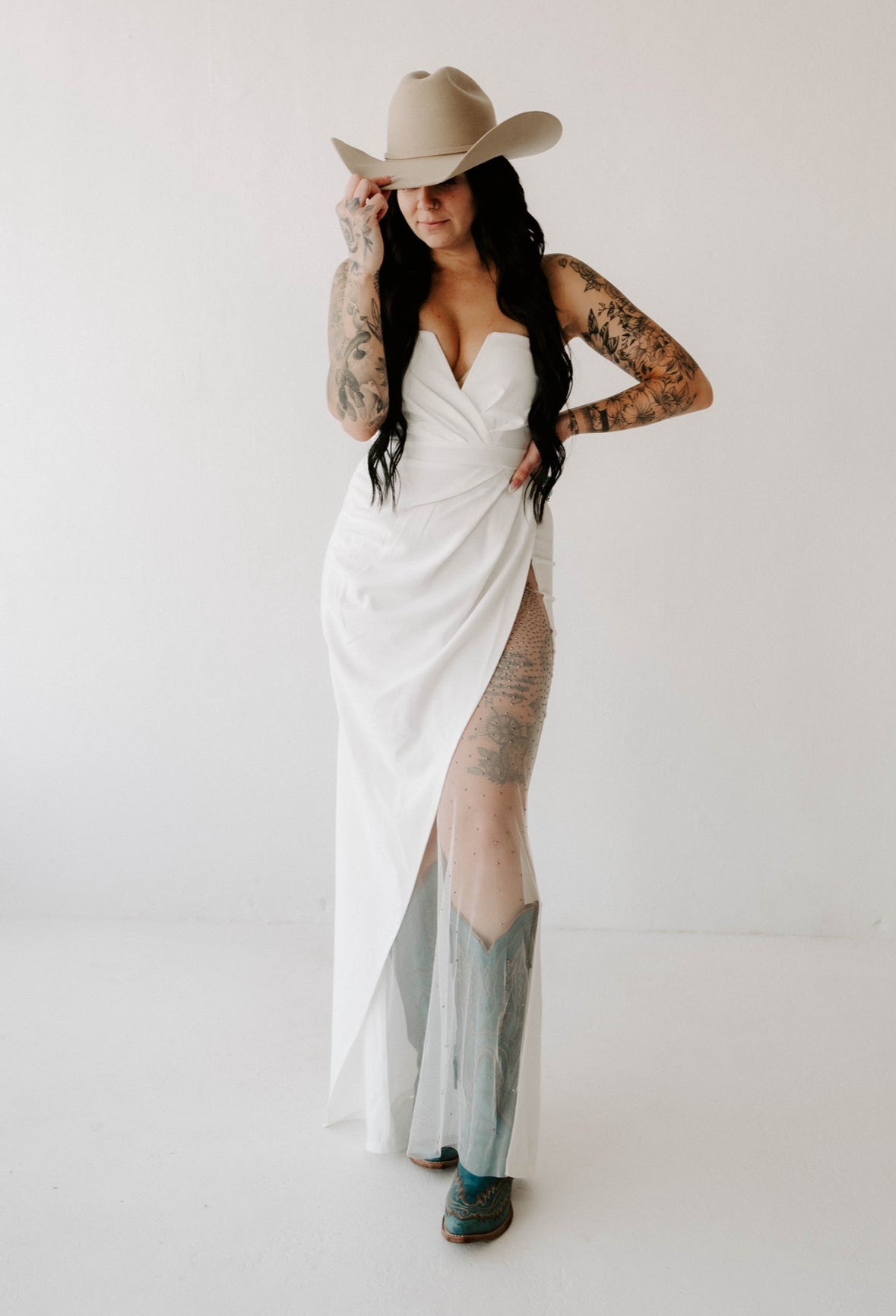 Lillian's Rhinestone Mesh Maxi Dress