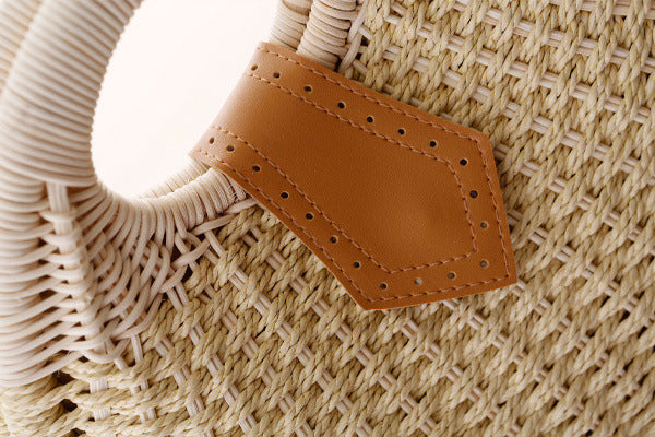 Women's Woven Rattan Travel Handbag Travel Bag