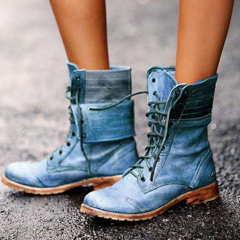 Women's Cross Strap Martin Boots