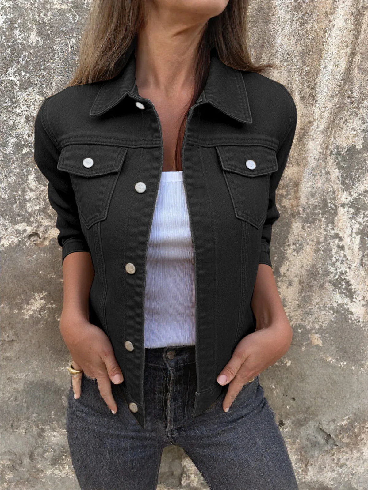 Button Front Closure Denim Jacket