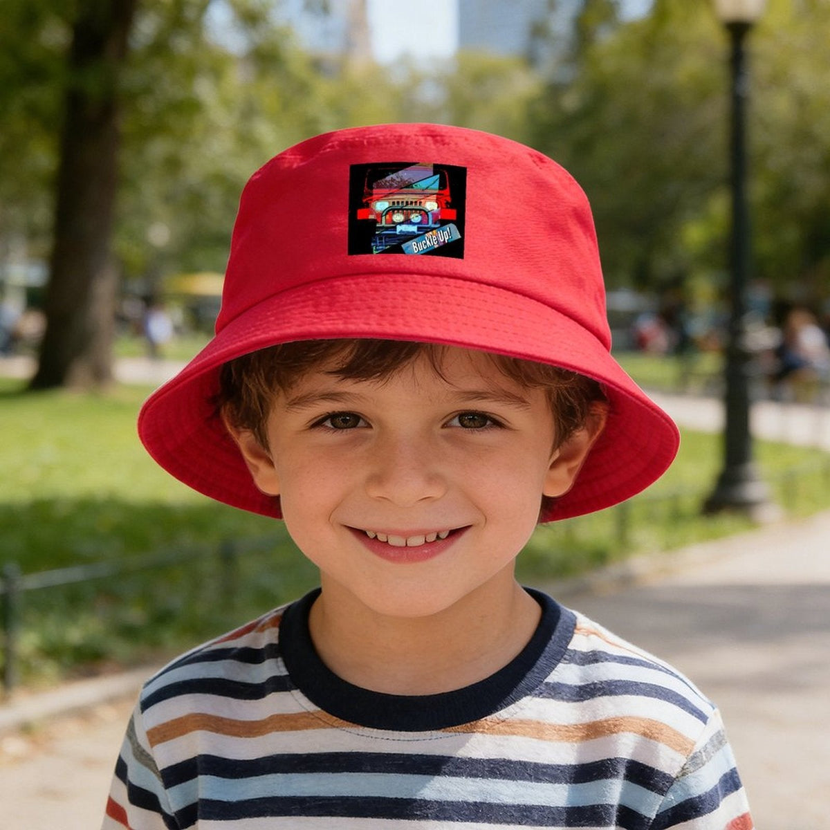 Buckle Up 4-wheel Drive Design Kids’ Bucket Hat | Ships from USA