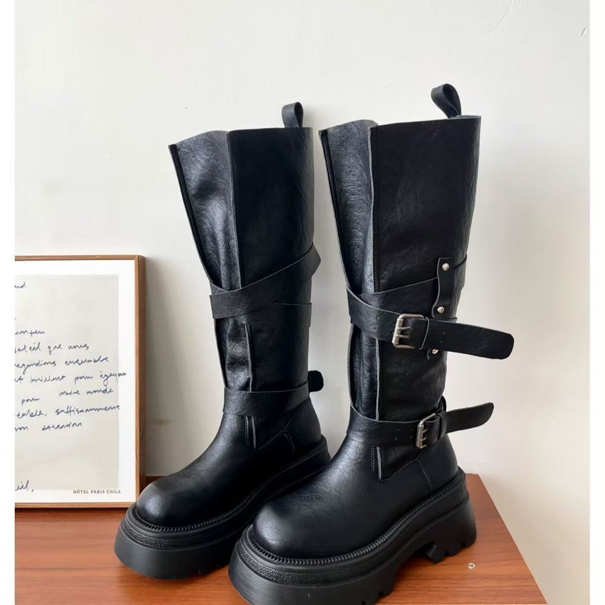 Women's Belt Buckle Long Boots