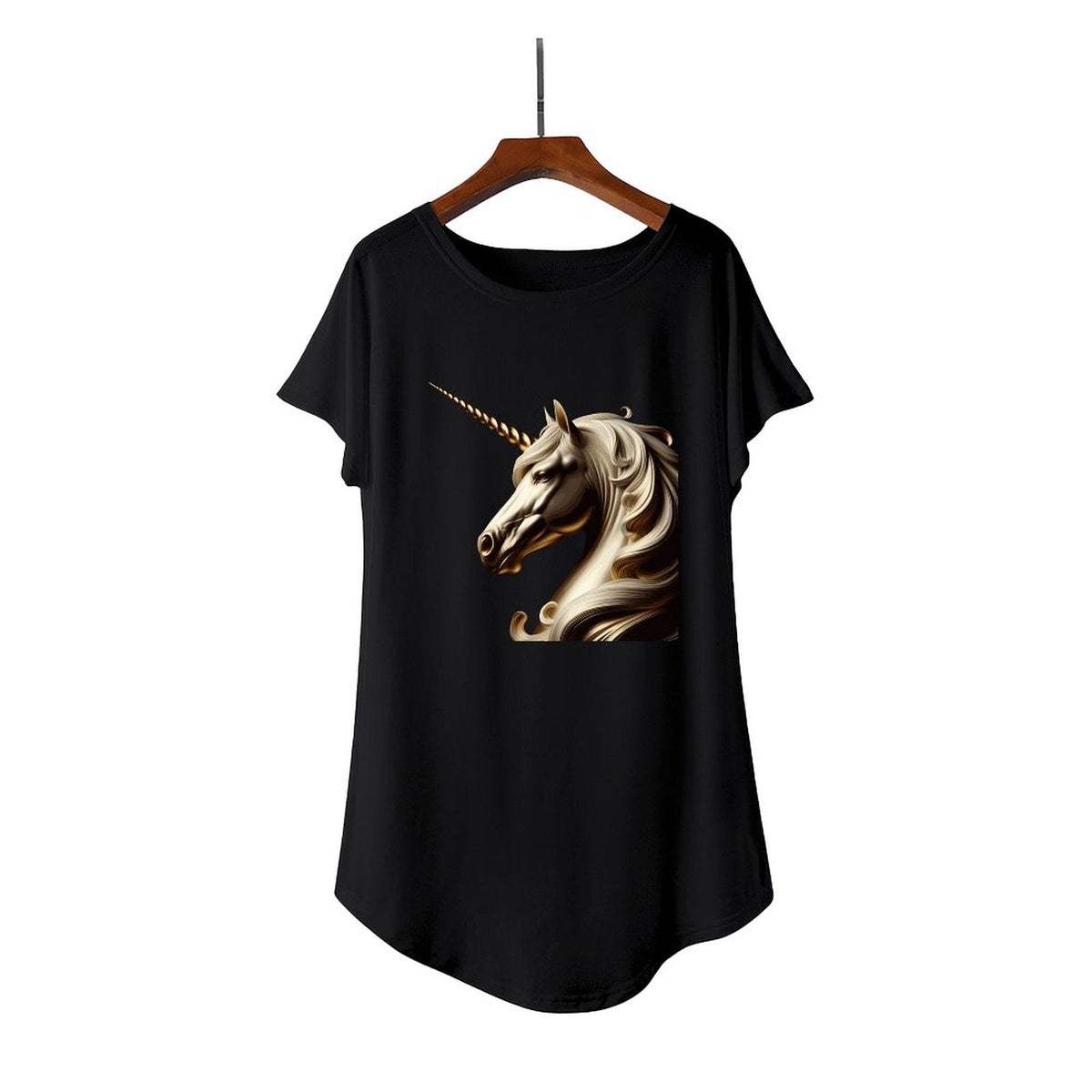 Golden Unicorn Casual Summer T-Shirt Dress for Women (Front Printing)