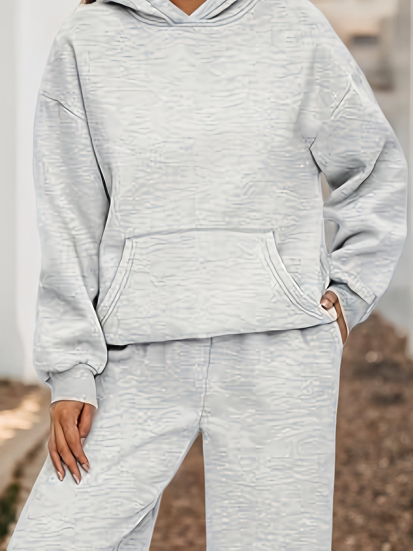 Conjunto de descanso de talla grande para mujer - Sudadera con capucha extragrande y pantalones de chándal holgados