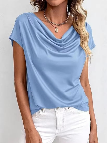 Casual, Fashionable Solid-color Short-sleeve Top